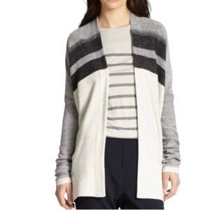 Vince Striped Wool & Cashmere Blend Open Front Cardigan